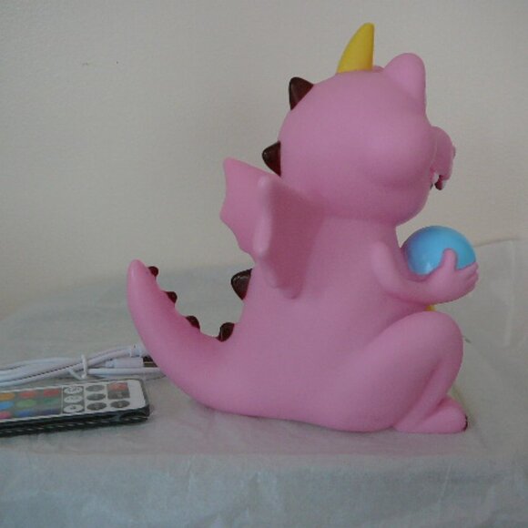 Baby Winged Dragon Night Light Pink W/Blue And Yellow Accents 6.5"T x 4"W - Picture 5 of 5